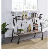 Paulsen Rustic Oak & Dark Bronze Serving Cart Model 98353 By ACME Furniture